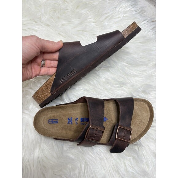 Birkenstock BRAND NEW Arizona Soft Foot Bed Leather Sandals Habana Brown 42 11 - Picture 6 of 7